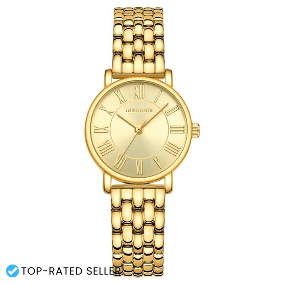 Vintage Round Case Roman Dial Watch Stainless Steel Band Water Resistant Classic main image 4